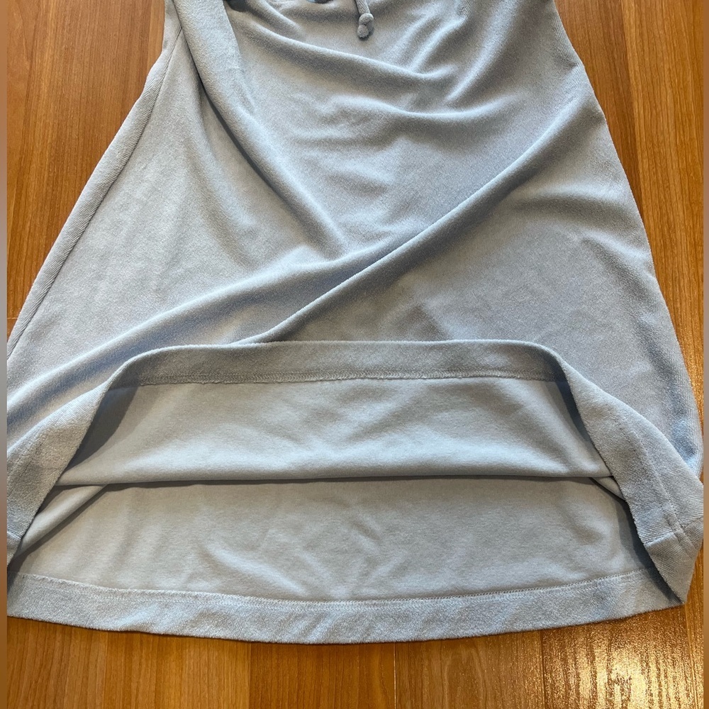 NIA Light Blue Terry Mini Dress Cotton Blend Tie Front Size M - Picture 10 of 11